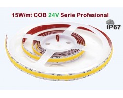 Tira LED Flexible 24V 15W/mt COB IP67 2700ºK, Serie Profesional, venta por metros
